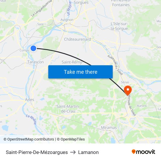 Saint-Pierre-De-Mézoargues to Lamanon map