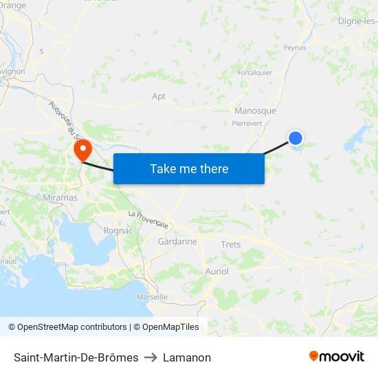 Saint-Martin-De-Brômes to Lamanon map