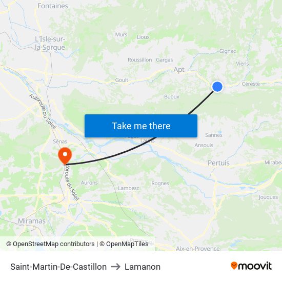 Saint-Martin-De-Castillon to Lamanon map