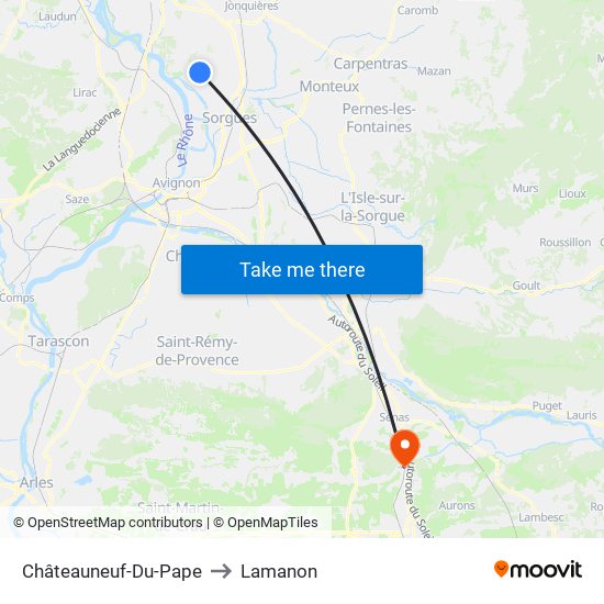 Châteauneuf-Du-Pape to Lamanon map