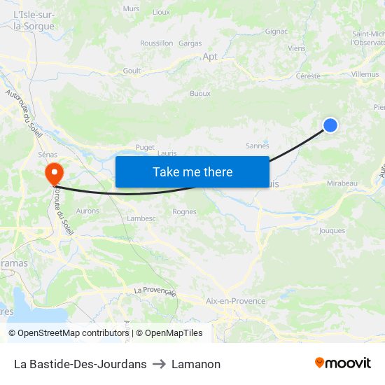 La Bastide-Des-Jourdans to Lamanon map