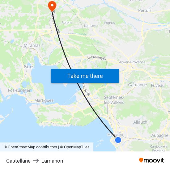 Castellane to Lamanon map