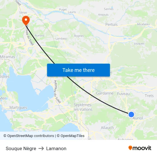 Souque Nègre to Lamanon map