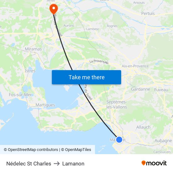 Nédelec St Charles to Lamanon map