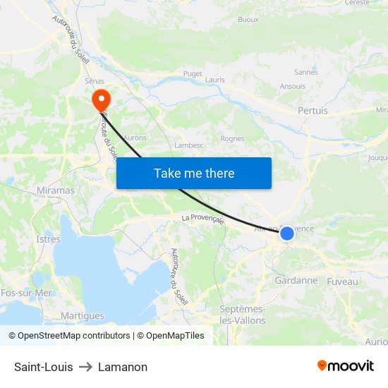 Saint-Louis to Lamanon map