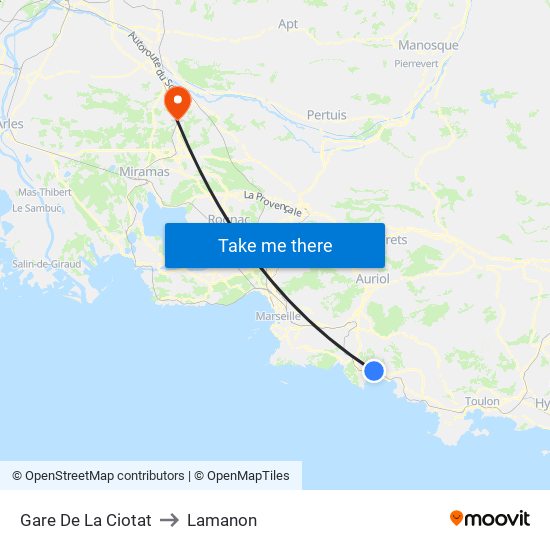 Gare De La Ciotat to Lamanon map