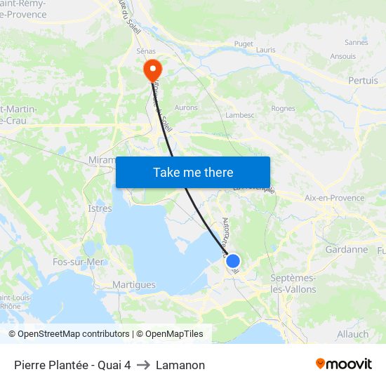 Pierre Plantée - Quai 4 to Lamanon map