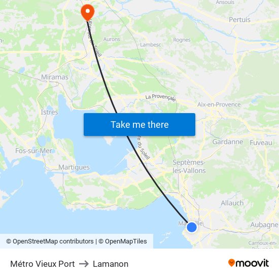 Métro Vieux Port to Lamanon map