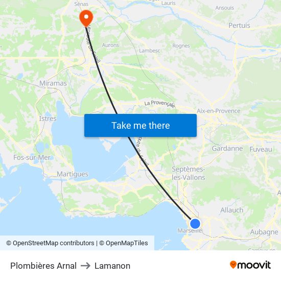 Plombières Arnal to Lamanon map