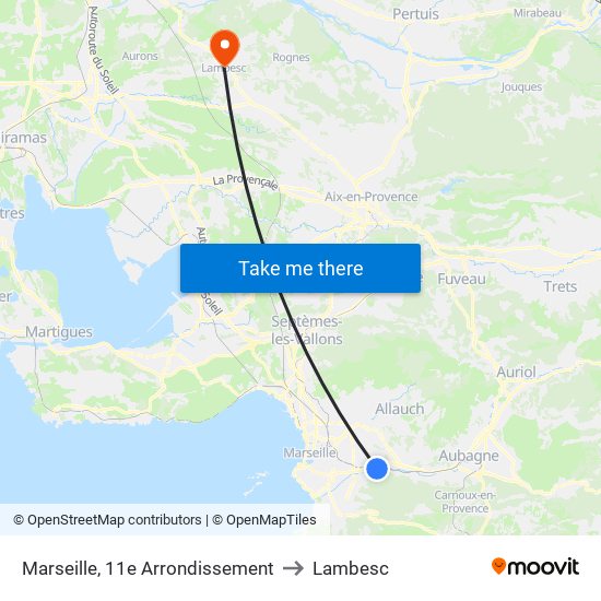 Marseille, 11e Arrondissement to Lambesc map