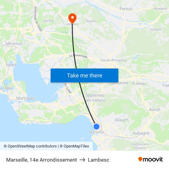 Marseille, 14e Arrondissement to Lambesc map