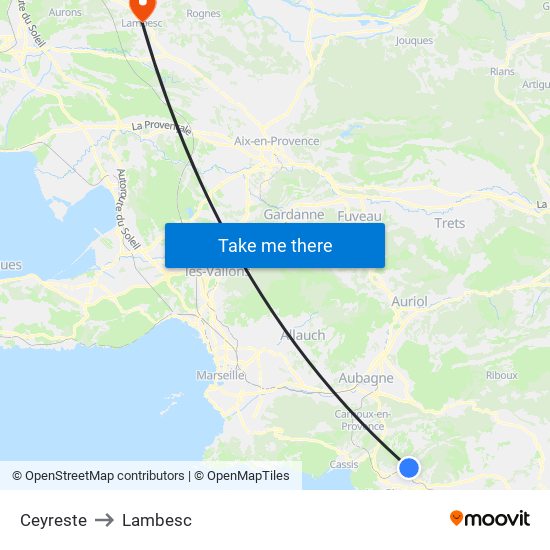 Ceyreste to Lambesc map