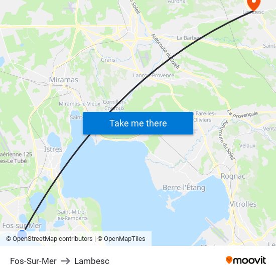 Fos-Sur-Mer to Lambesc map