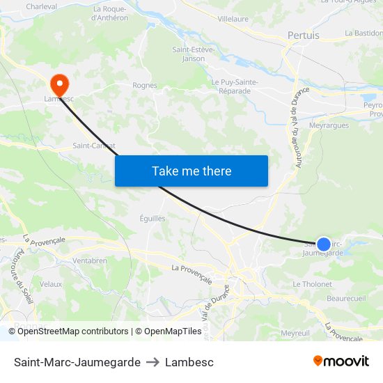 Saint-Marc-Jaumegarde to Lambesc map