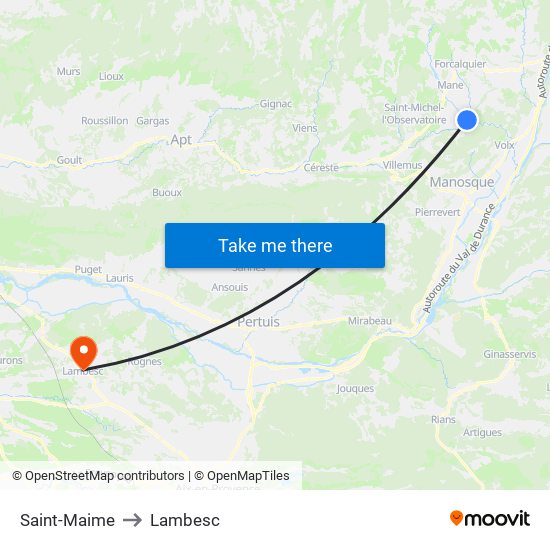 Saint-Maime to Lambesc map