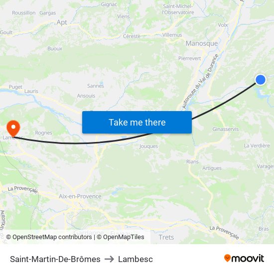 Saint-Martin-De-Brômes to Lambesc map