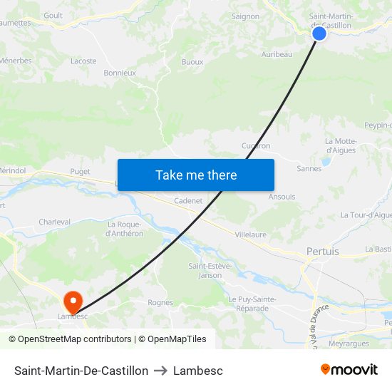 Saint-Martin-De-Castillon to Lambesc map