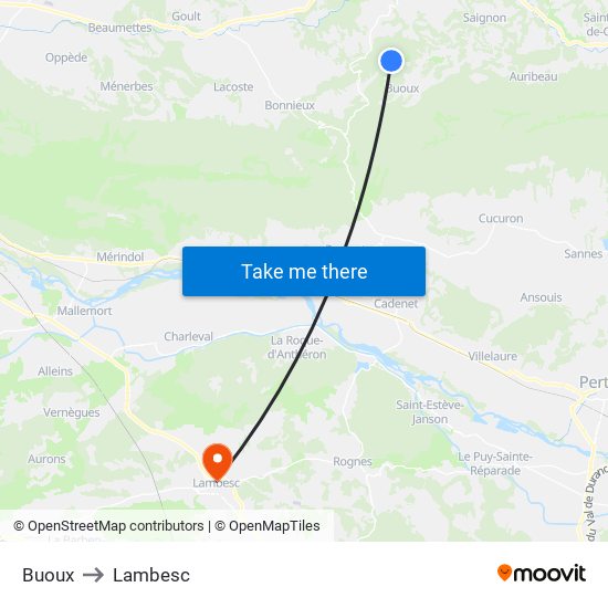 Buoux to Lambesc map
