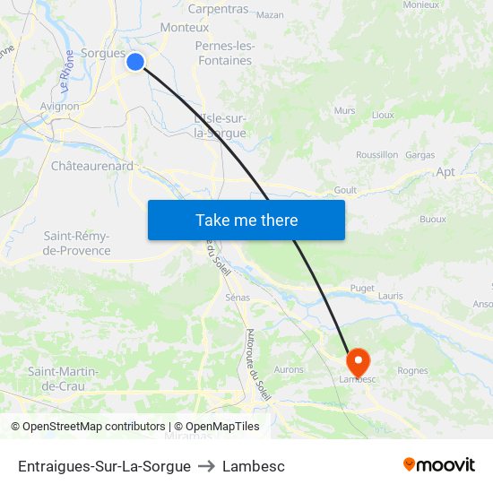 Entraigues-Sur-La-Sorgue to Lambesc map