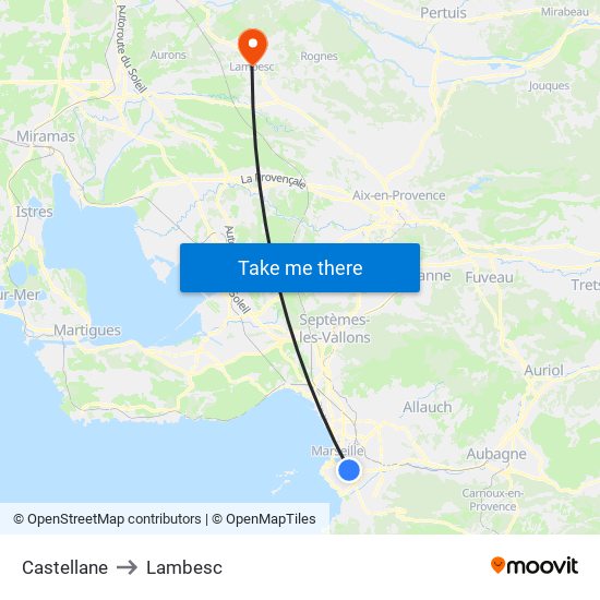 Castellane to Lambesc map
