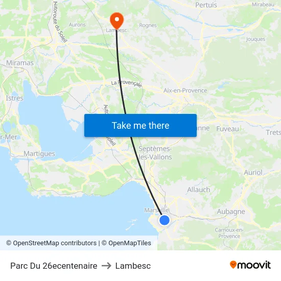 Parc Du 26ecentenaire to Lambesc map