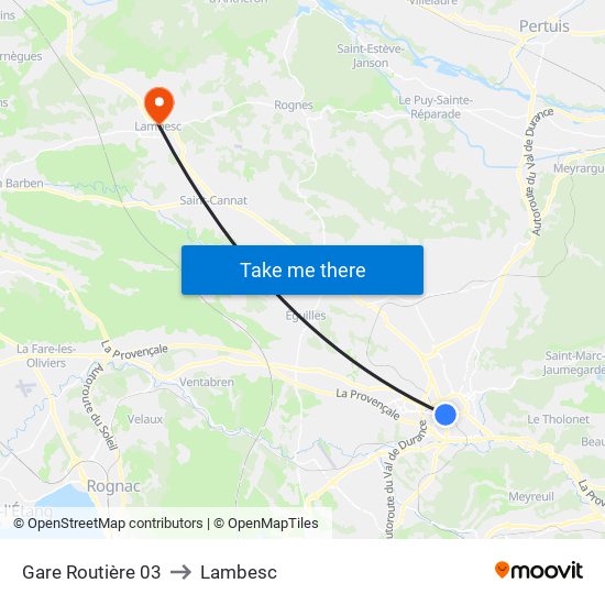 Gare Routière 03 to Lambesc map