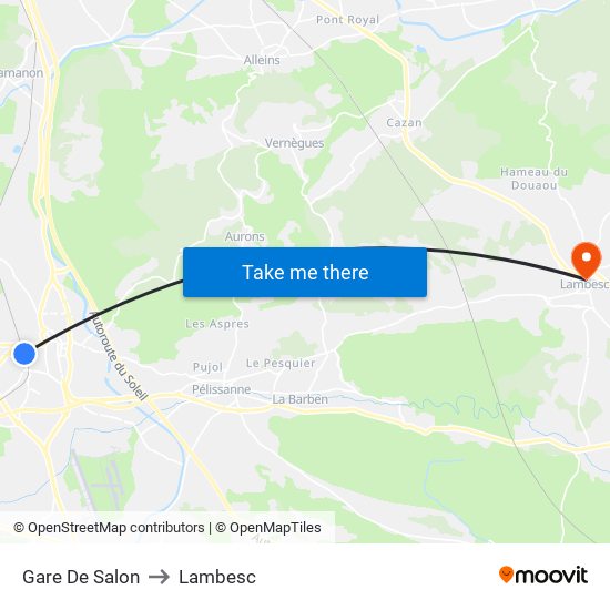 Gare De Salon to Lambesc map