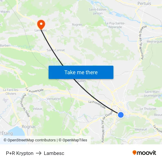P+R Krypton to Lambesc map