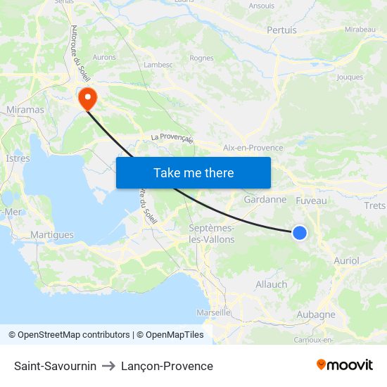 Saint-Savournin to Lançon-Provence map