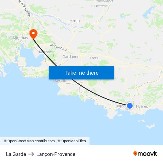 La Garde to Lançon-Provence map