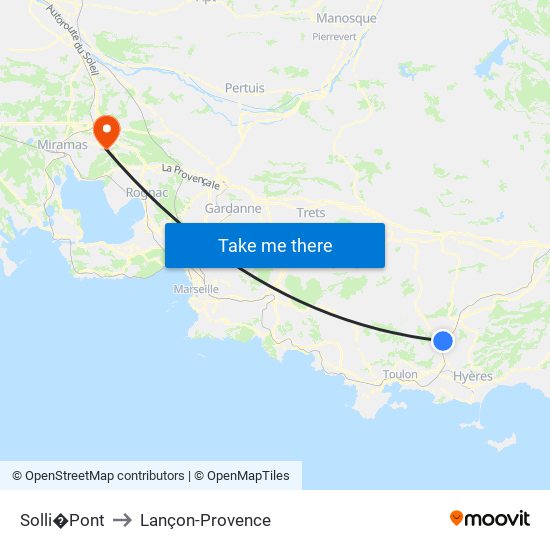 Solli�Pont to Lançon-Provence map