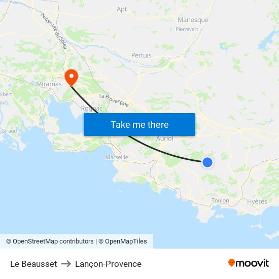 Le Beausset to Lançon-Provence map