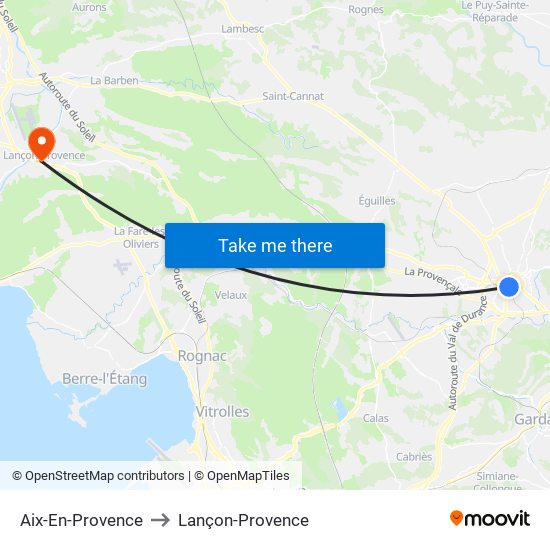 Aix-En-Provence to Lançon-Provence map