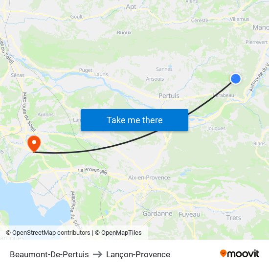 Beaumont-De-Pertuis to Lançon-Provence map