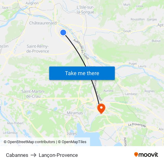 Cabannes to Lançon-Provence map