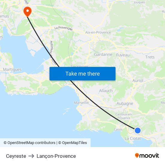 Ceyreste to Lançon-Provence map