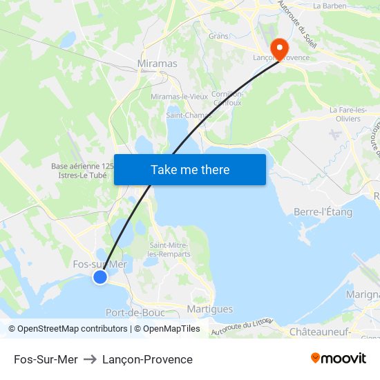 Fos-Sur-Mer to Lançon-Provence map