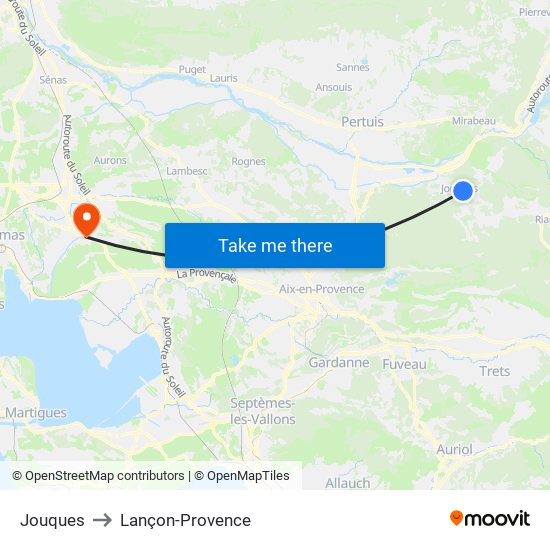 Jouques to Lançon-Provence map