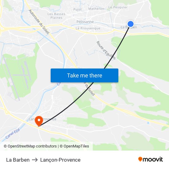 La Barben to Lançon-Provence map