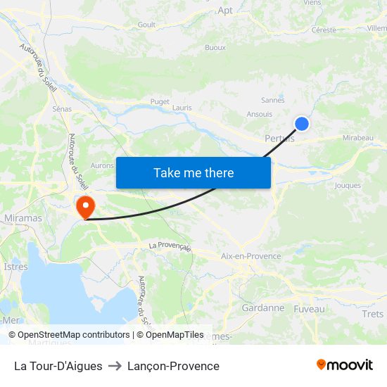 La Tour-D'Aigues to Lançon-Provence map