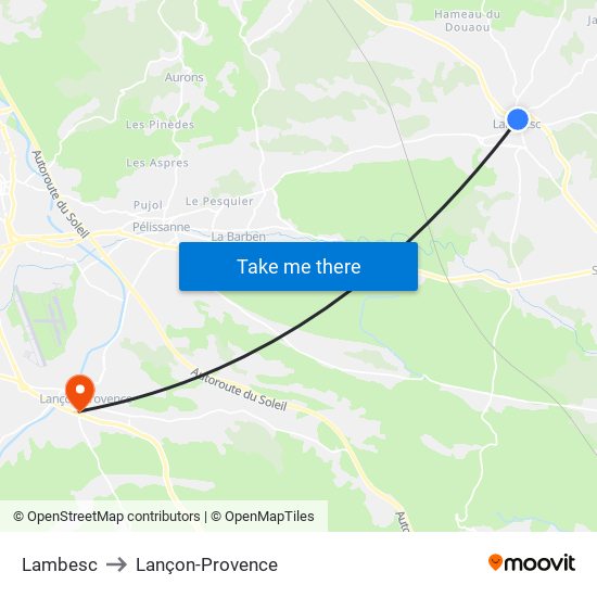 Lambesc to Lançon-Provence map