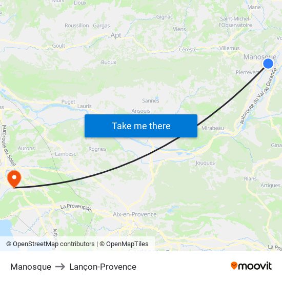 Manosque to Lançon-Provence map