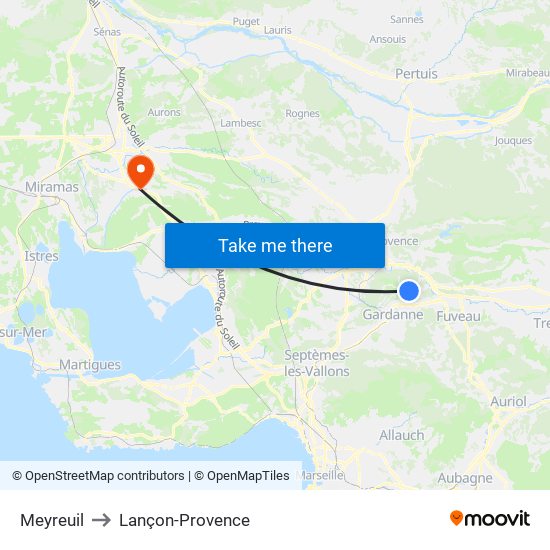 Meyreuil to Lançon-Provence map