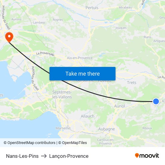 Nans-Les-Pins to Lançon-Provence map