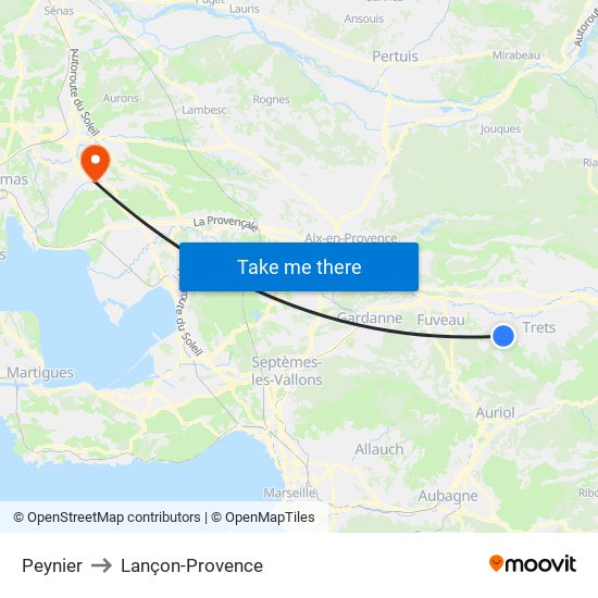 Peynier to Lançon-Provence map