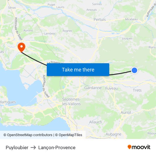 Puyloubier to Lançon-Provence map