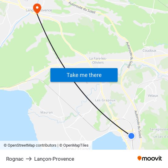 Rognac to Lançon-Provence map