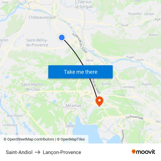 Saint-Andiol to Lançon-Provence map
