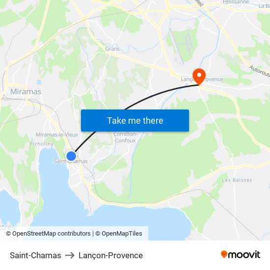 Saint-Chamas to Lançon-Provence map