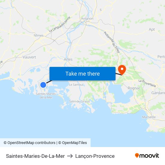 Saintes-Maries-De-La-Mer to Lançon-Provence map